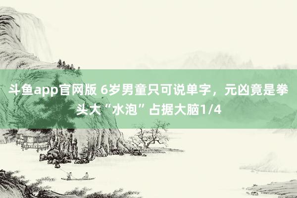 斗鱼app官网版 6岁男童只可说单字，元凶竟是拳头大“水泡”占据大脑1/4