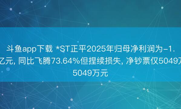 斗鱼app下载 *ST正平2025年归母净利润为-1.42亿元, 同比飞腾73.64%但捏续损失, 净钞票仅5049万元
